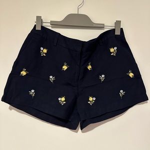 Loft Navy Floral Embroidered Shorts